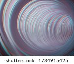 Small photo of Inside view of extensible telescopic corrugated pipe resembling a tunnel or futuristic architecture object. Abstract modern industrial or technological background with complex topology.