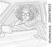 black girl driving a car... | Shutterstock .eps vector #2004478025