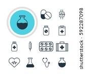 illustration of 12 health icons.... | Shutterstock . vector #592287098