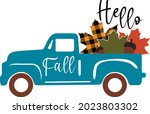 fall truck with pumpkin svg... | Shutterstock .eps vector #2023803302