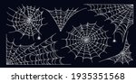 spider web set isolated on dark ... | Shutterstock .eps vector #1935351568