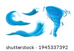 tornado and tsunami waves set.... | Shutterstock .eps vector #1945337392