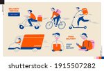 set of delivery man icons. food ... | Shutterstock .eps vector #1915507282