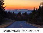 Dusk falls over the Blue Ridge Mountains along the Blue River Parkway in North Carolina