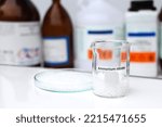 Small photo of Ammonium nitrate in glass, chemical in the laboratory and industry, Chemicals used in the analysis