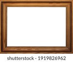 Horizontal brown wooden frame on white background 