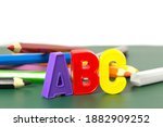 school concept with abc letters in the front