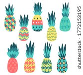 set of colorful pineapples.... | Shutterstock .eps vector #1772153195