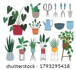 set of 9 vector houseplants and ... | Shutterstock .eps vector #1793295418