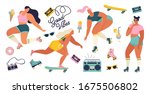 roller skating girls with... | Shutterstock .eps vector #1675506802