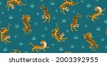 bengal tigers and tropical... | Shutterstock .eps vector #2003392955