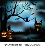 halloween castle grave yard... | Shutterstock .eps vector #482302408