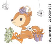 halloween deer illustration... | Shutterstock .eps vector #2160004975