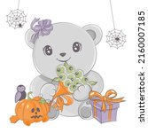 halloween bear illustration... | Shutterstock .eps vector #2160007185