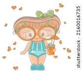 cartoon mushroom with pumpkin... | Shutterstock .eps vector #2160016735