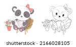 cute panda clipart illustration ... | Shutterstock .eps vector #2166028105