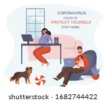 stay home work home.protect... | Shutterstock .eps vector #1682744422