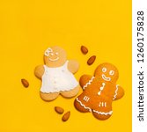 gingerbread couple flat lay... | Shutterstock . vector #1260175828