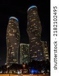 Small photo of Mississauga, Ontario, Canada - August 13, 2017. The curvaceous Absolute Towers, also known as the Marilyn Monroe Towers, in the GTA (Greater Toronto Area).