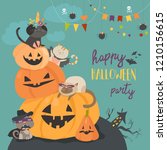 happy halloween with pumpkin... | Shutterstock .eps vector #1210156615
