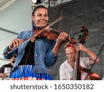 Small photo of Newport, Rhode Island, USA - July 28,2019: Rhiannon Giddens performs at The Newport Folk Festival in Rhode Island.