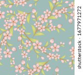 cherry blossom seamless pattern.... | Shutterstock .eps vector #1677971272