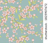 cherry blossom seamless pattern.... | Shutterstock . vector #1825907672