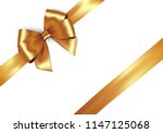 shiny golden satin ribbon .... | Shutterstock .eps vector #1147125068