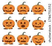 set of halloween pumpkins on... | Shutterstock .eps vector #1786751552