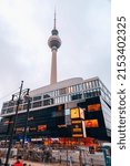 Small photo of Berlin, Germany - December 21, 2021: Berlin Television Tower or Berliner Fernsehturm at night. The iconic 368 metres tall structure was opened in 1969.