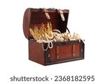 An Antique Treasure Chest FIlled with Gold Silver DIamond Treasures