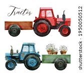 Tractor Watercolor Clipart With ...
