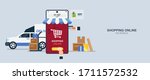 shopping online on mobile ... | Shutterstock .eps vector #1711572532