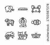 simple set animals vector line... | Shutterstock .eps vector #1703587378