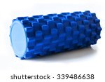 Foam Roller Gym Fitness Equipment Blue Isolated on White Background for masage