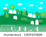 children play in the playground ... | Shutterstock .eps vector #1009329808