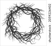  creepy black branch wreath for ... | Shutterstock .eps vector #2059226402