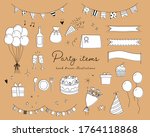 set of hand drawn party... | Shutterstock .eps vector #1764118868