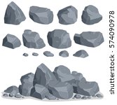 Rock stone set cartoon. Stones and rocks in isometric 3d flat style. Set of different boulders