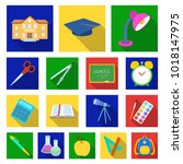 school and education flat icons ... | Shutterstock . vector #1018147975