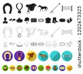 hippodrome and horse flat icons ... | Shutterstock .eps vector #1202673325