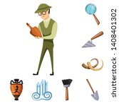 Isolated object of archaeology  and historical logo. Collection of archaeology  and excavation stock vector illustration.