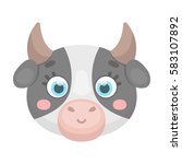 cow muzzle icon in cartoon... | Shutterstock .eps vector #583107892