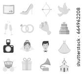 weeding set icons in monochrome ... | Shutterstock . vector #664962208