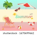 hello summer tropical pink and... | Shutterstock .eps vector #1670699662