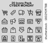 20 cyber   monday icon pack.... | Shutterstock .eps vector #1832939788