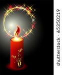 burning candle with an ornament ... | Shutterstock .eps vector #65350219