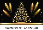 christmas golden fur tree with... | Shutterstock .eps vector #65422330