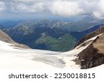 Mountain snow and glacier panorama and Grossglockner High Alpine Road in Glockner Group, Austria