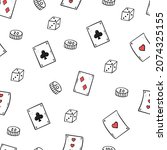 hand drawing poker pattern ... | Shutterstock .eps vector #2074325155